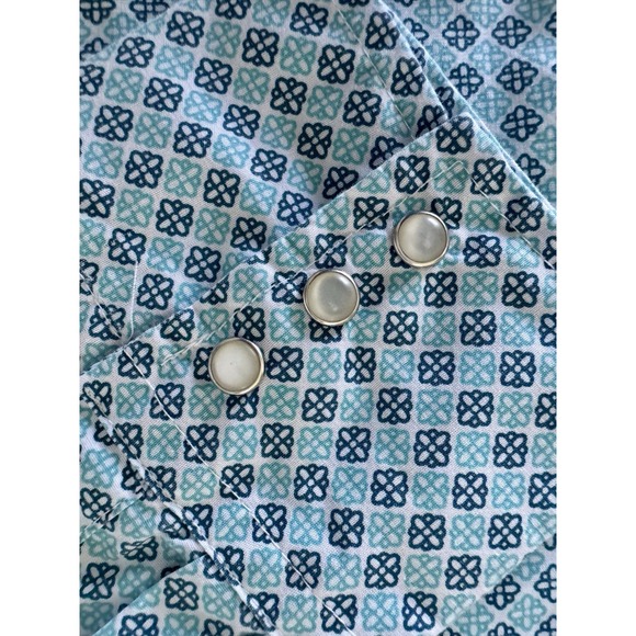WRANGLER WRANCHER SHIRT AQUA BLUE GEOMETRIC PEARL SNAP MENS Large (B4) - Picture 3 of 8